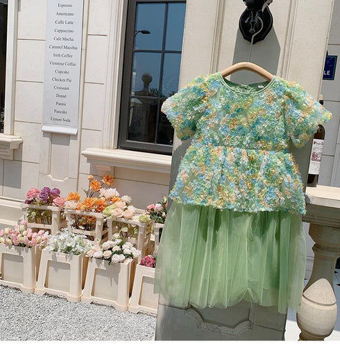 Children's Gauze Patchwork Puffy Princess Skirt